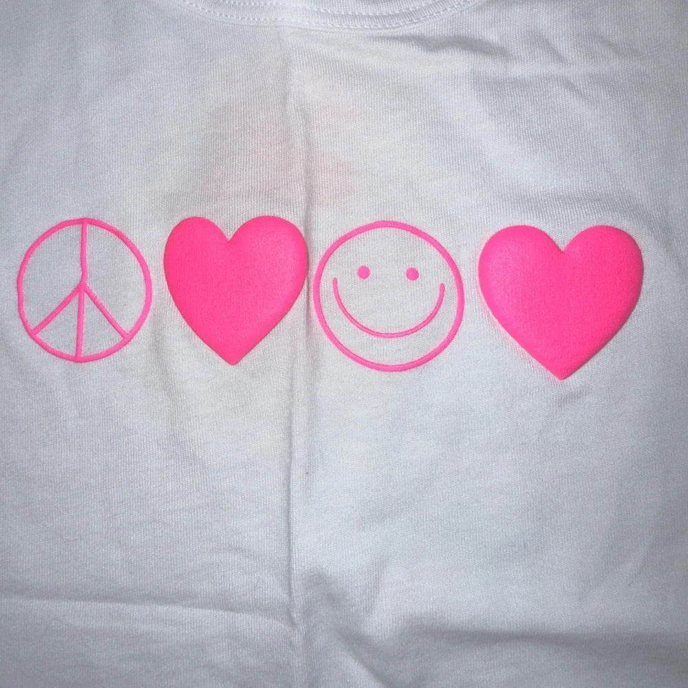 Cat & Jack Tank Top Kids L 10/12 Plus New White Peace Love Smiley Graphic